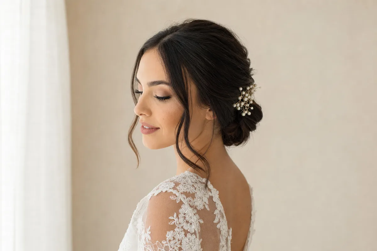 Elegantna svečana punđa s ukrasom — svečane frizure Studio Marcela Zagreb